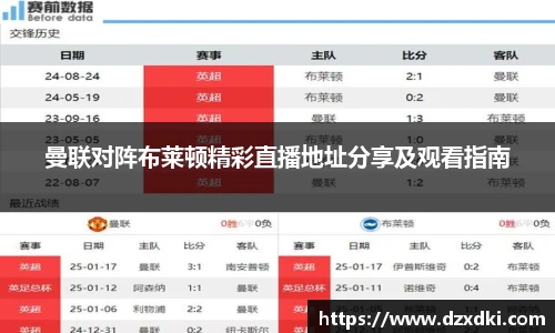 曼联对阵布莱顿精彩直播地址分享及观看指南